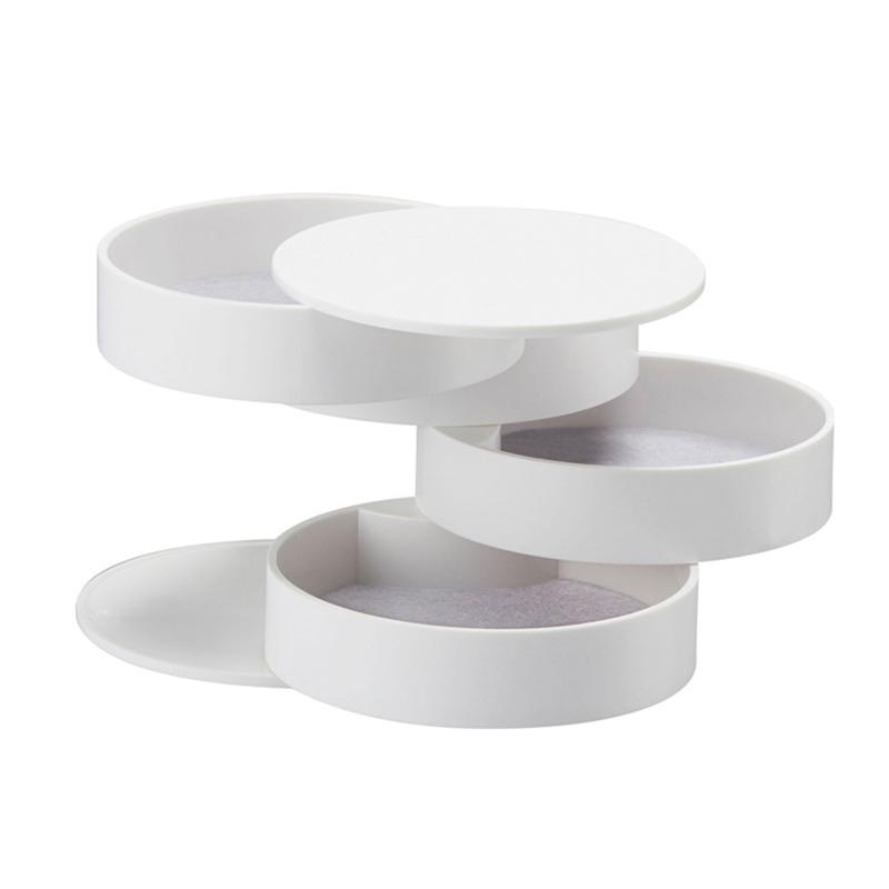 Вращающаяся на 360 градусов 4-слойная шкатулка для хранения ювелирных изделий, органайзер для сережек, резинок, браслетов, мелких предметов
