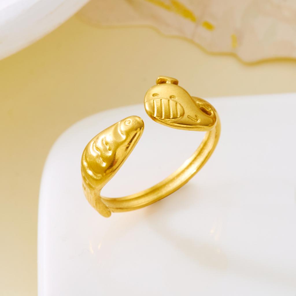Vintage Gold Color Starfish Shell Rings for Women Stainless Steel Ocean Series Flower Stars Whale Adjustable Finger Ring Jewelry