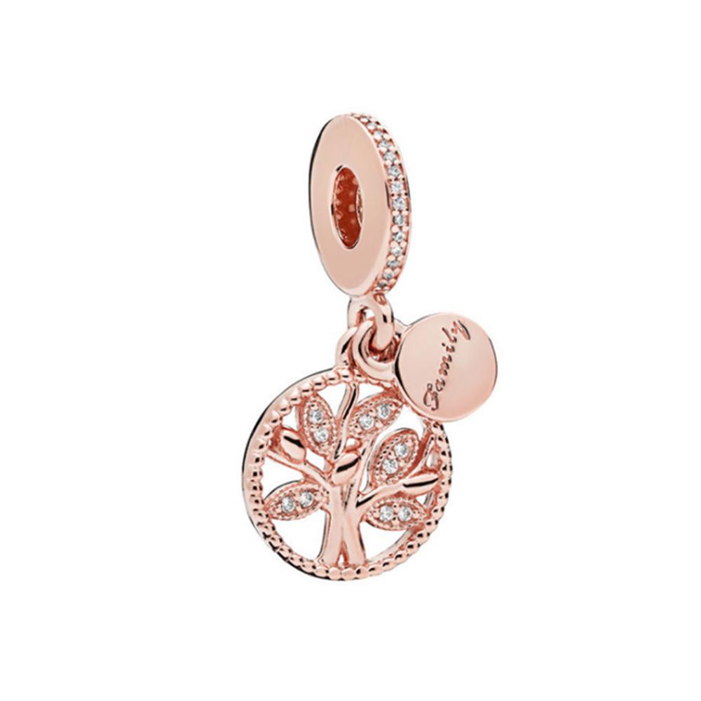 S925 стерлингового серебра сверкающие подвески в виде семейного дерева подходят для оригинального браслета DIY ювелирные изделия для женщин подарки на день рождения