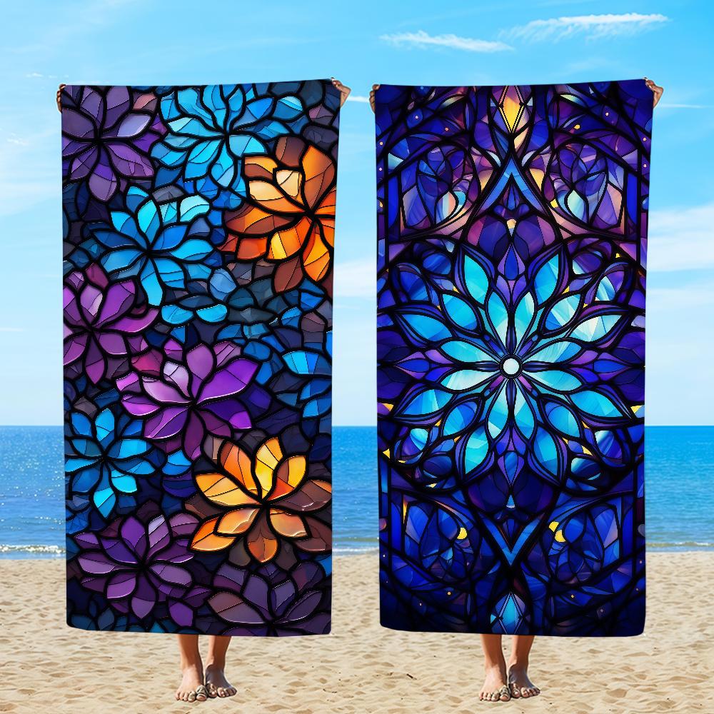 Towel Mandala Stained Textile Bathrobe Beach Flower Quick-Drying Lightweight Portable Camping Swim Glass Pool Travel