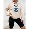 Creative Butterfly Design Print Women Hoodie New Street Casual Sweatshirt Fashion Fleece Hoody Pocket Comfortable Female Tops