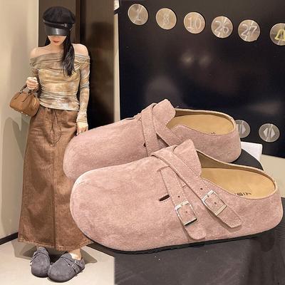 Ботинки-тапочки Boken на толстой подошве с сумкой на голове женская верхняя одежда 2025 весна и лето новая ретро мода универсальные маленькие повседневные