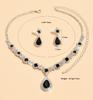 Set Earrings Necklace Wedding Silver Elegant Emerald Zircons B23