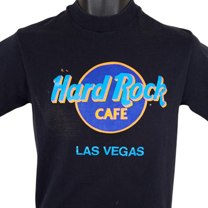 Винтажная футболка Hard Rock Cafe 100% хлопок Мужская футболка Топ Мужской размер Маленький Черный 90-е Лас-Вегас Сделано в США