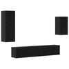 TV Cabinet Set 4 Pcs Black Oak Effect Wood Based Material