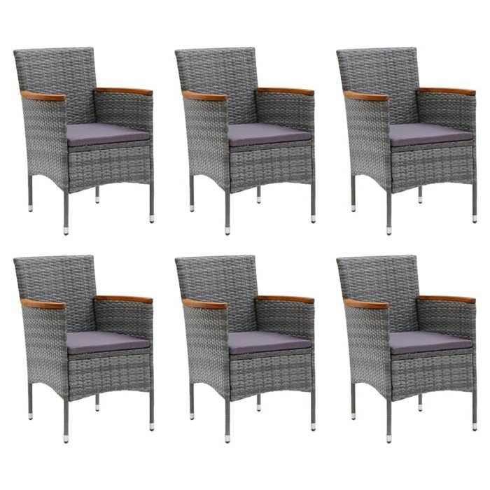 VidaXL Mobilier à Dîner de Jardin et Coussins 7 pcs Ensemble de Salle à Manger de Patio Table et Chaises d'Extérieur Balcon 3095007