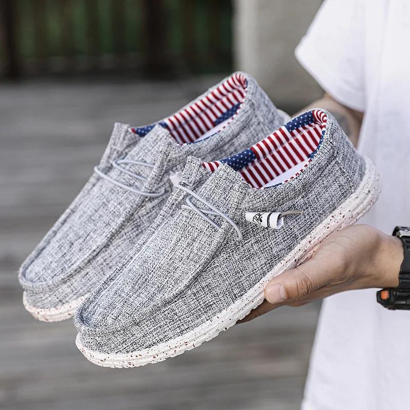 Мужские большие легкие туфли Lefu 2024, новая корейская версия, повседневные дышащие туфли на плоской подошве, удобные ленивые парусиновые туфли для мужчин Zapatos