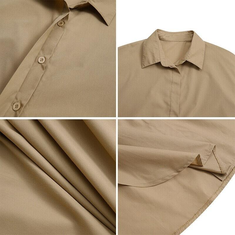 European and American Solid Color Lapel Long Sleeve Simple Loose Casual Long Shirt Dress Cardigan Casual Dresses