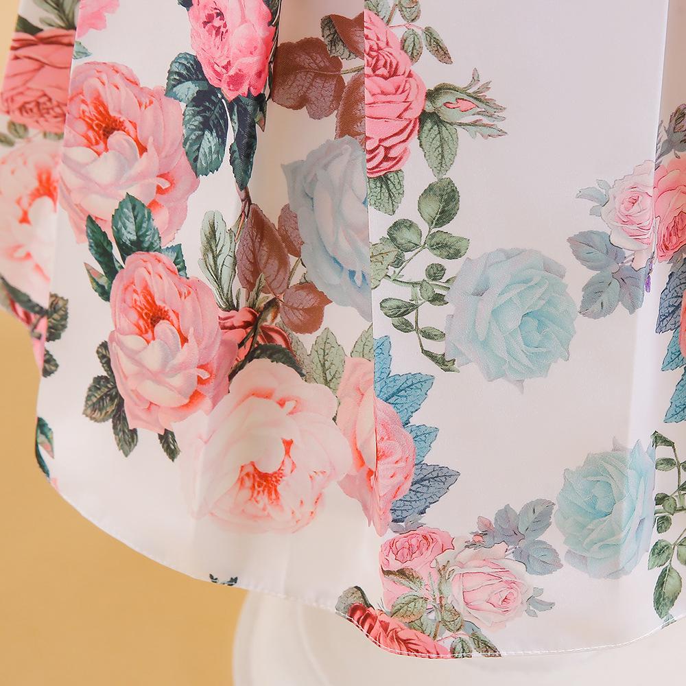 Платье принцессы с бантом и цветочным принтом в европейско-американском стиле для девочек