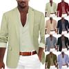 Men's Casual Linen Blend Suit Jacket In Light Khaki