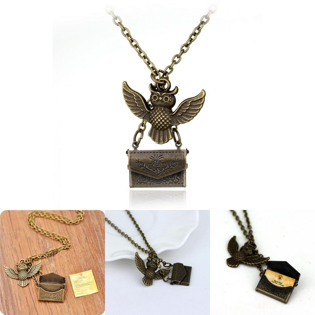 Harry Potter Vintage Copper Owl With Acceptance Letter Pendant Locket Necklace For Gothic Fashion Fans