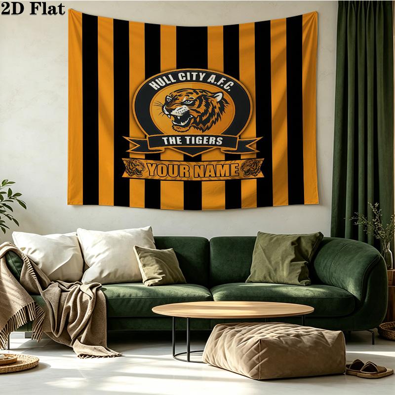Custom Name Hull City Printed Tapestry – Wall Hanging for Bedrooms, Dorms, and Home Decor