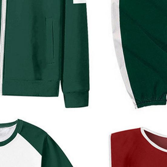 4 шт./компл. Костюм для косплея из сериала «Игра в кальмара», толстовка, куртка, брюки, футболка, жилет, комплект, куртка на молнии, брюки на шнурке, спортивный костюм для косплей-вечеринок, на каждый день