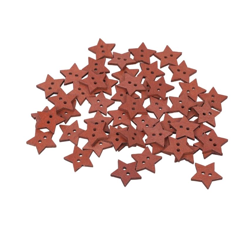 Five Point Star Shape Wooden Buttons 2 Hole Button 20mm Sewing Buttons for Art Craft Sewing Knitting Clothing Decoration