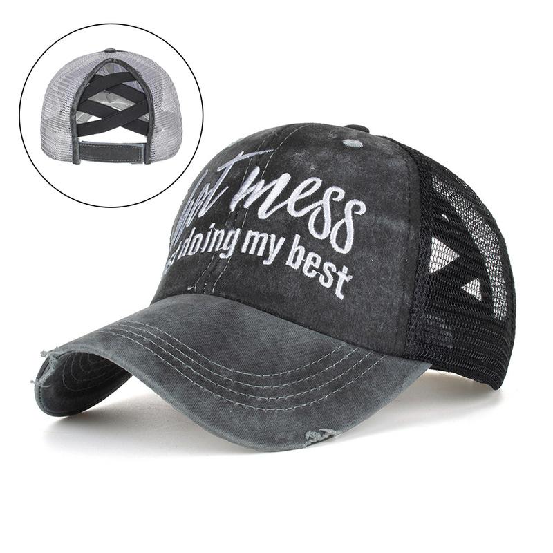 Мужская Женская Хлопковая Бейсболка Сетчатая Дышащая Вышивка Индивидуальность Регулируемая Шляпа