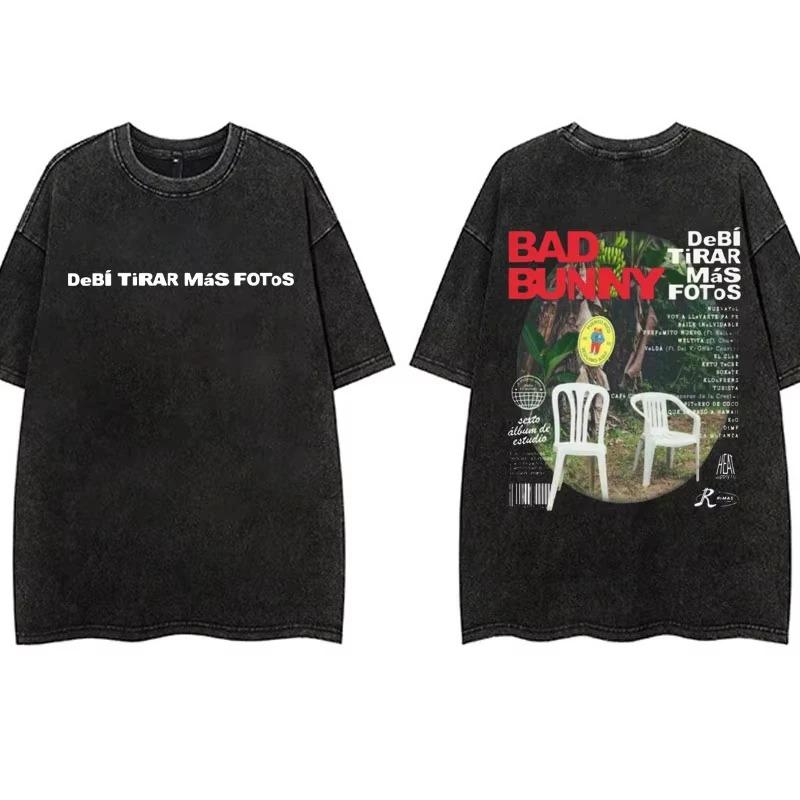Винтажная футболка для стирки Bad Bunny DeBi TiRAR MaS FOToS DTMF футболка мужская модная хлопковая для стирки мужская хип-хоп готическая