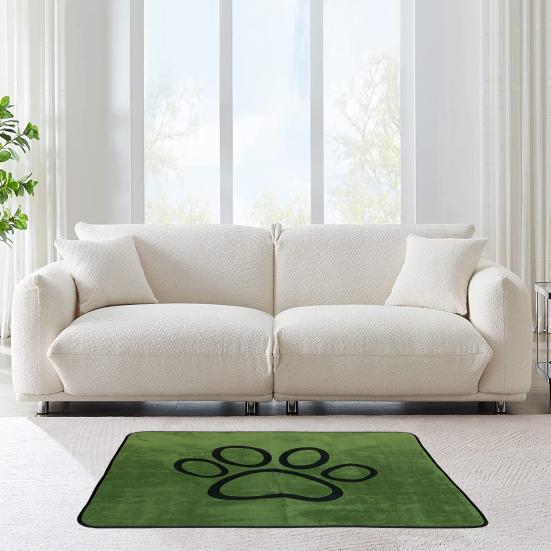 Washable Dog Pee Pad Dog Paw Print Reusable Puppy Pad with Non-Slip Backing Absorbent Leakproof Potty Training Pads for Home Travel