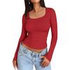 European & American Women's Slim-fit Milk Silk Long-sleeve Navel-baring T-shirt - Autumn Fashion Pullover.