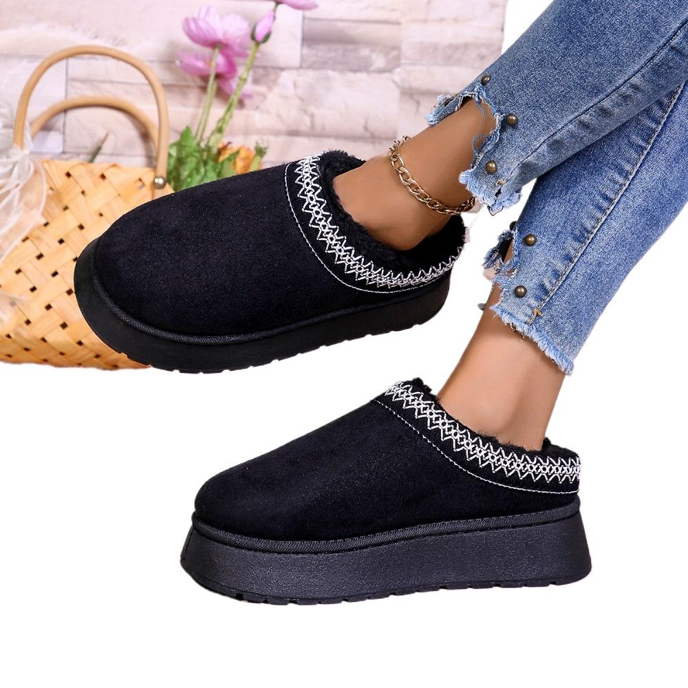 Fashion Platform Fluffy Slippers Women House Flats Fashion Plush Winter Designer Shoes Ladies Home Elegant Casual Footwear Large Size