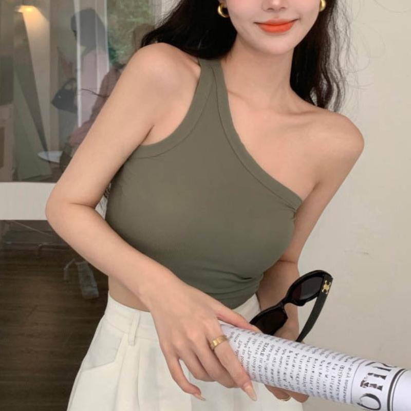 Летний женский топ с диагональными плечами, универсальный топ с открытым пупком, короткий топ