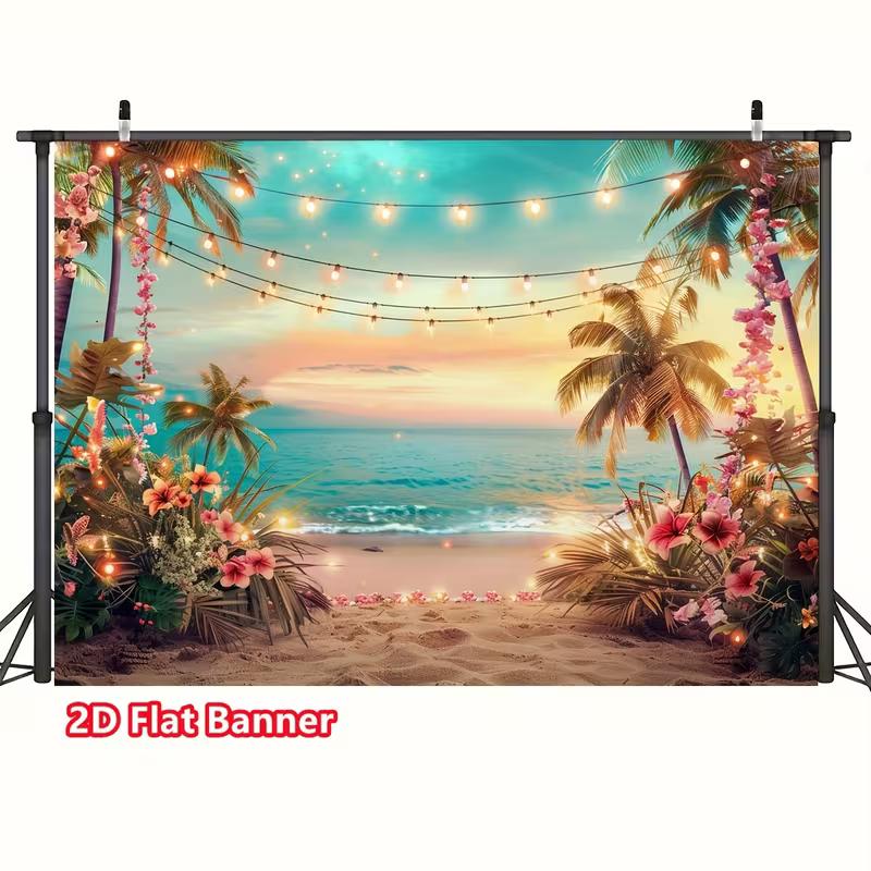 2D Hawaiian Beach Tapestry Banner Coastal Ocean Wall Hanging