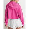 Fashion Women's Spring Autumn Hooded Sweatshirt Long Sleeve Solid Color V Neck Crop Hoodie