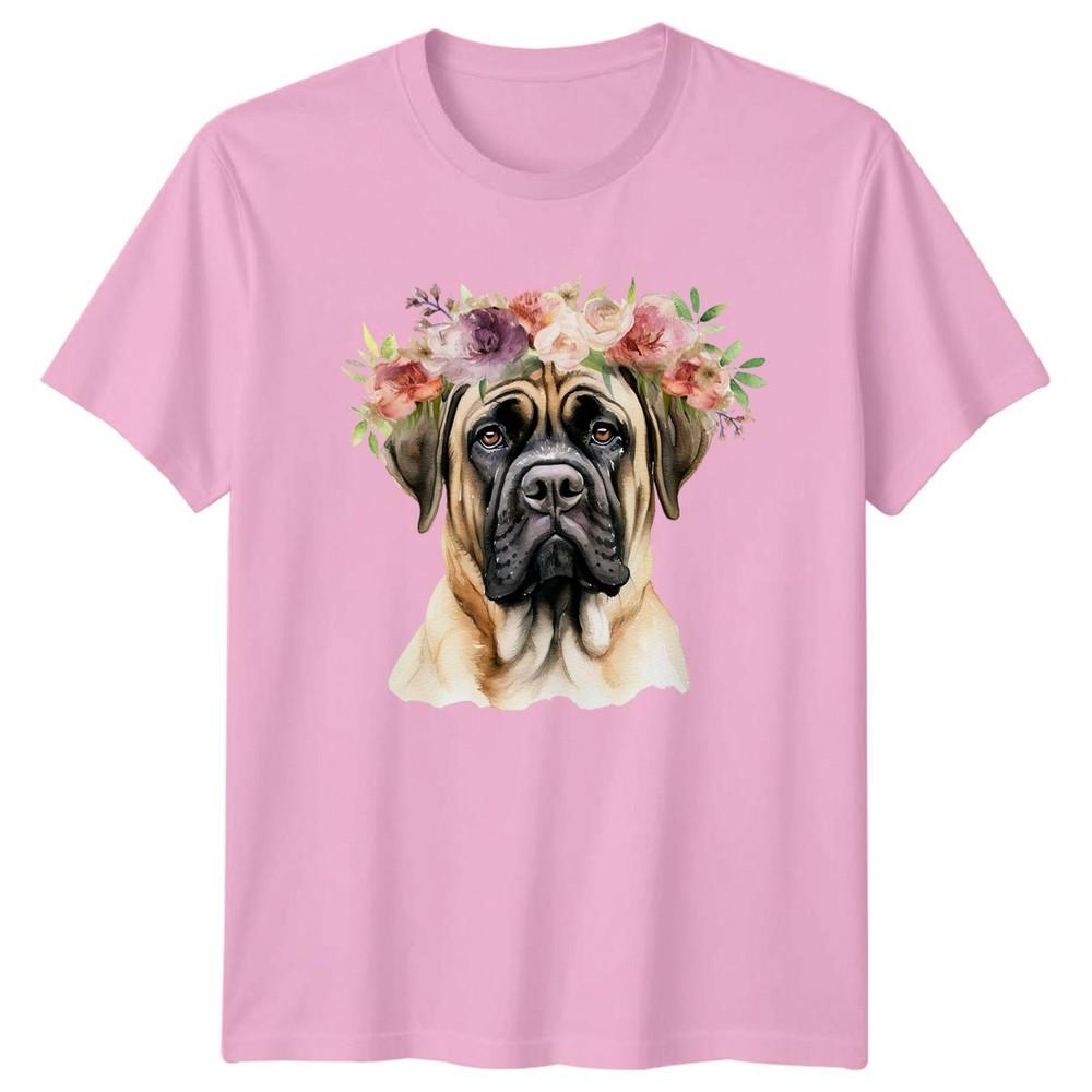 Watercolor Mastiff Dog With Flower Unisexs TShirt Mastiff Dog Pet Owner