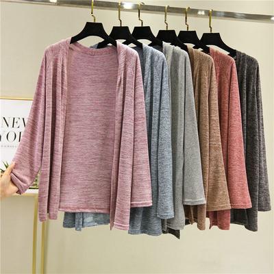 Модная одежда для защиты от солнца, вязаный кардиган, женская куртка с длинными рукавами, свободная и универсальная, больших размеров для показа мод на весну и осень