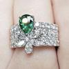 Кольцо Huitan Vintage Green Cubic Zirconia, темпераментные милые цветочные кольца для женщин, подарок на годовщину вечеринки, великолепные ювелирные изделия