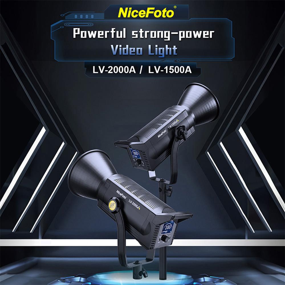 NiceFoto LV-2000A Двухцветный светодиодный светильник для видеосъемки, 200 Вт, высокая мощность для фотосъемки, 2700K-6500K, с регулируемой яркостью