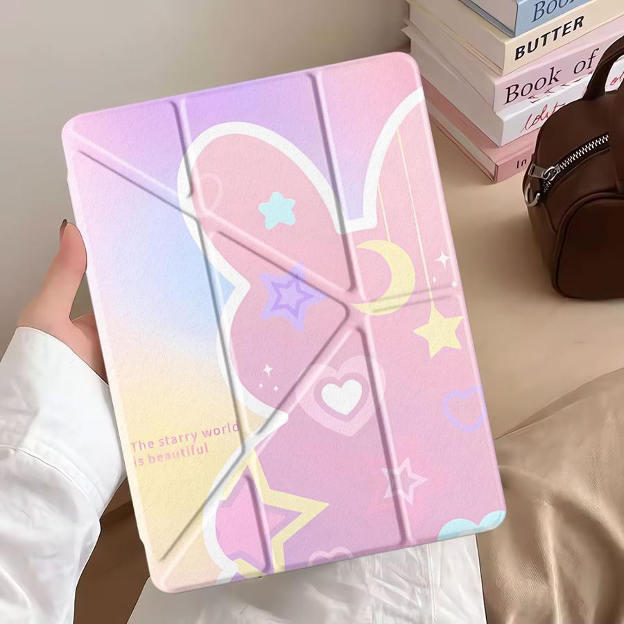 Розовый Держатель-Кролик Чехол для Планшета Для iPad Pro 2025 Air 4 5 M3 M2 1 2 M4 11 дюймов Mini 6 7 Pro 11-го 10-го 9-го 8-го 7-го