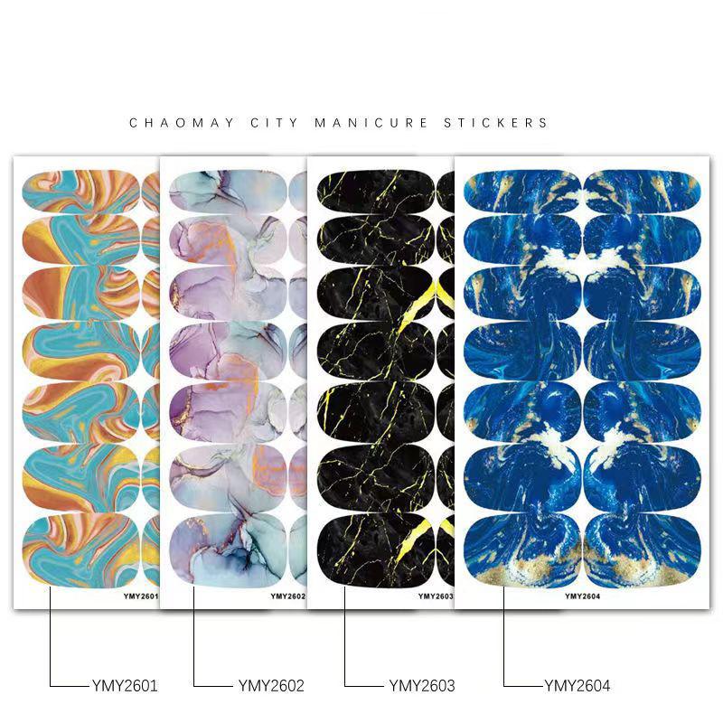 4 New Nail Accessories Marble Smudged Star Paper Mesh Red Nail with Laser Nail Stickers