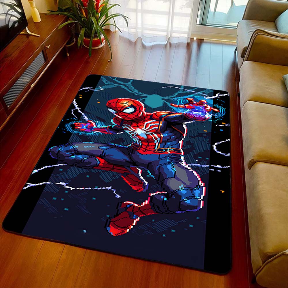 Classic Spiderman Printed Area Rug Polyester Soft Floor Carpet Non-Skid Mat Bedroom Living Room -QJY