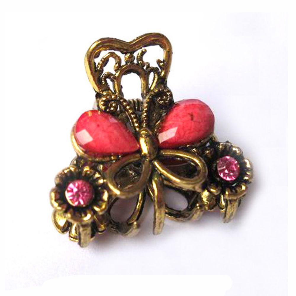 Fashion Women Girls Retro Vintage Resin Hairpins Claw Mini Butterfly Hair Clip Jewelry