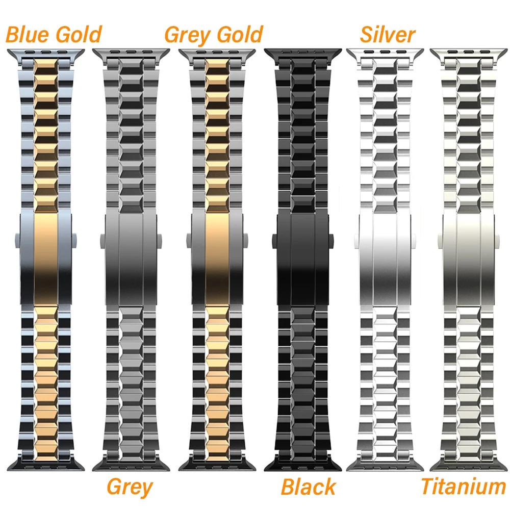 Титановый браслет для Apple Watch Band Ultra 2 49мм 10 46мм Металлический Роскошный Мужской Ремешок для Series 9 8 7 6 5 4 SE 45мм 44мм Браслет на запястье