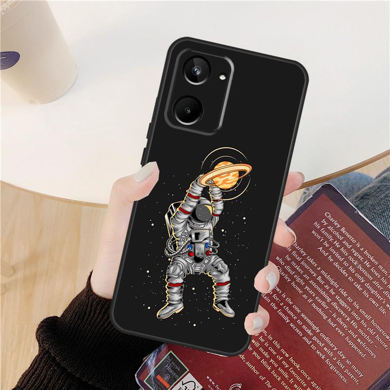 Astronaut Slam Dunk Basketball Case For Realme C61 C67 C53 C55 C75 C51 C21Y C25S GT 6 6T 5 GT7 Pro 10 11 12 13 14 Pro Plus