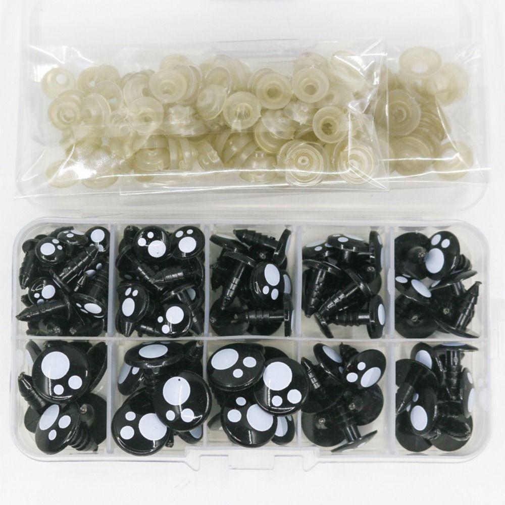 100pcs/box 5Sizes Plastic Safety Eyes Round Shape Black Screw Eyes Plush Doll DIY Toy Eyes For Toys
