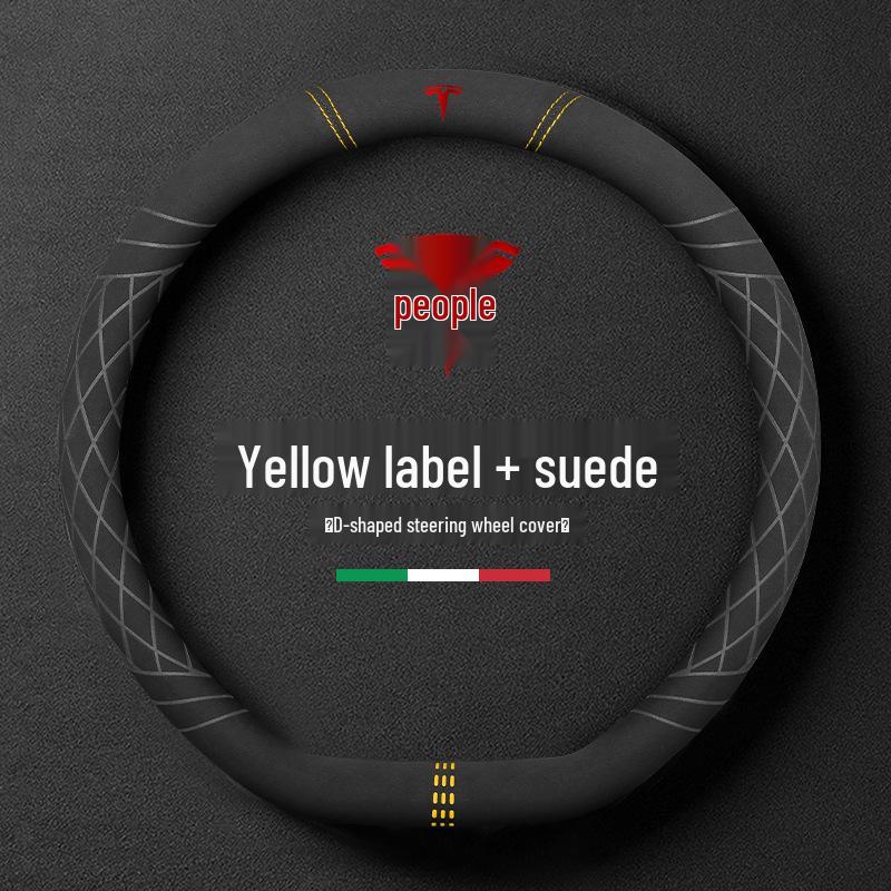 Tesla Model Y/3 Suede Steering Wheel Cover - Car-Specific Design