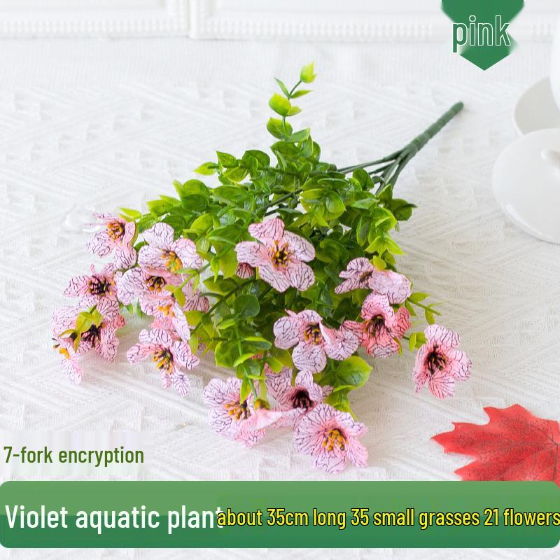 Искусственный шелковый цветок эвкалипта с 7 ветками, фиолетовый, для украшения обеденного стола