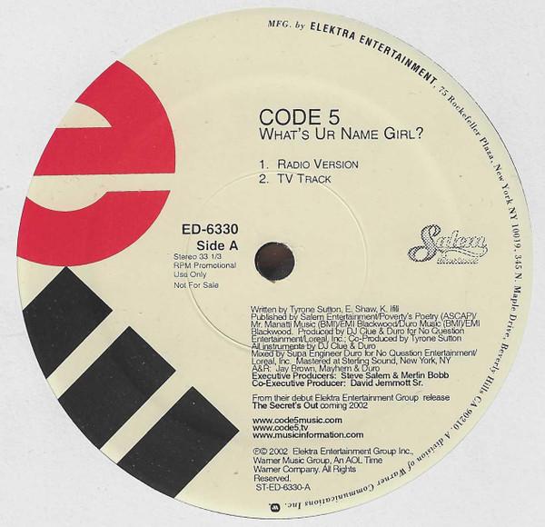 12-дюймовая пластинка CODE 5 - Как тебя зовут, девочка? ED6330 Elektra 2002 США Рэп и хип-хоп/R&B Б/у