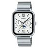 CASIO Casio Standard Moon Phase Silver Watch Analog Day of the Week Date Calendar Business Work Rectangle Rectangle Stainless Steel Bracelet