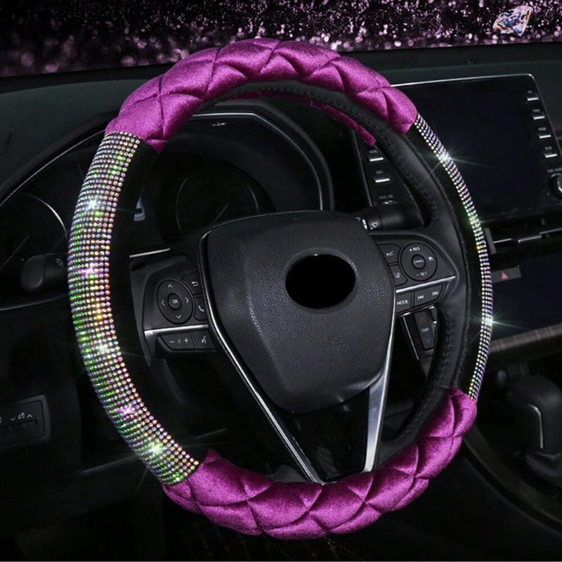 Роскошный ромбовидный бриллиантовый кристалл модный плюшевый чехол на руль автомобиля 38 см универсальные аксессуары для интерьера сохраняют тепло