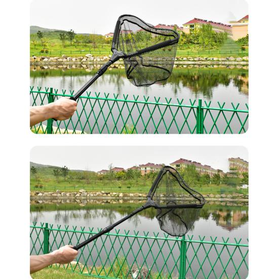 Рыболовный сачок из алюминиевого сплава с телескопической ручкой, портативный складной треугольный каркас, рыболовные принадлежности для ловли карпа