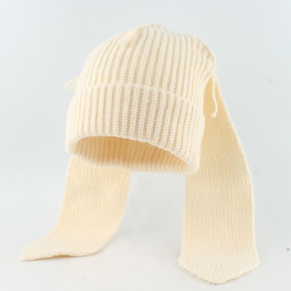 Thick Knitted Long Ear Beanie Long Ears Design Rabbit Knit Hat Winter Warm Hat Daily Wear