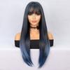 Синтетические волосы Синий смешанный черный парики для женщин Модный длинный шелковистый прямой парик Косплей Хэллоуин Костюм Вечеринка Парик Драг Квин