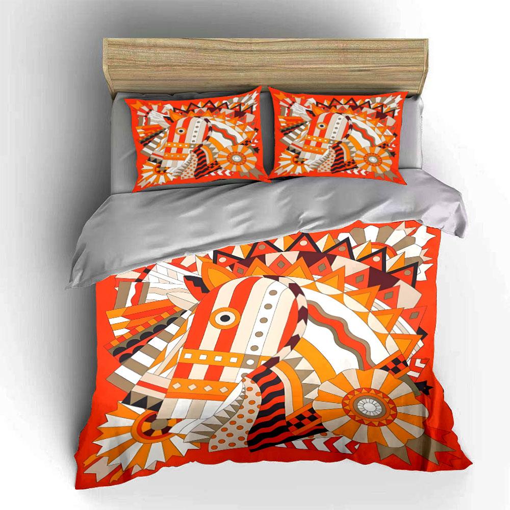 Colorful Geometric Horse Design Bedding Duvet Cover Set Duvet Cover Pillowcases (1 * Duvet Cover 2 * Pillowcases, without duvet insert)