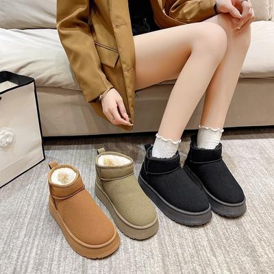 Короткие зимние ботинки на толстой подошве для верхней одежды для женщин, новые, универсальные, бархатные, утолщенные, нескользящие, теплые хлопковые ботинки