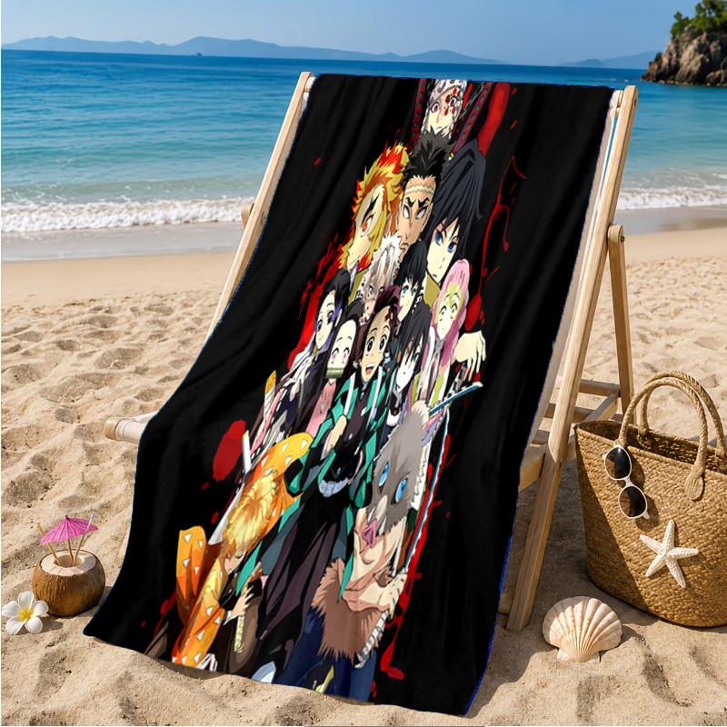 Demon Anime Group Beach Towel Microfiber Beach Towel, Lightweight and Quick-Dry, for Summer Travel, Swimming Pool Fan Birthday Gift