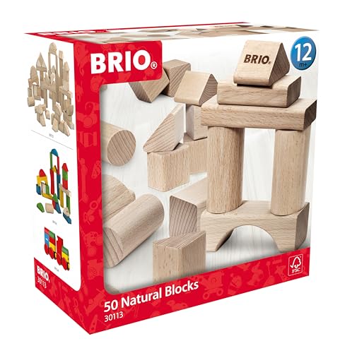 BRIO 50-Piece Wooden Building Blocks 30113