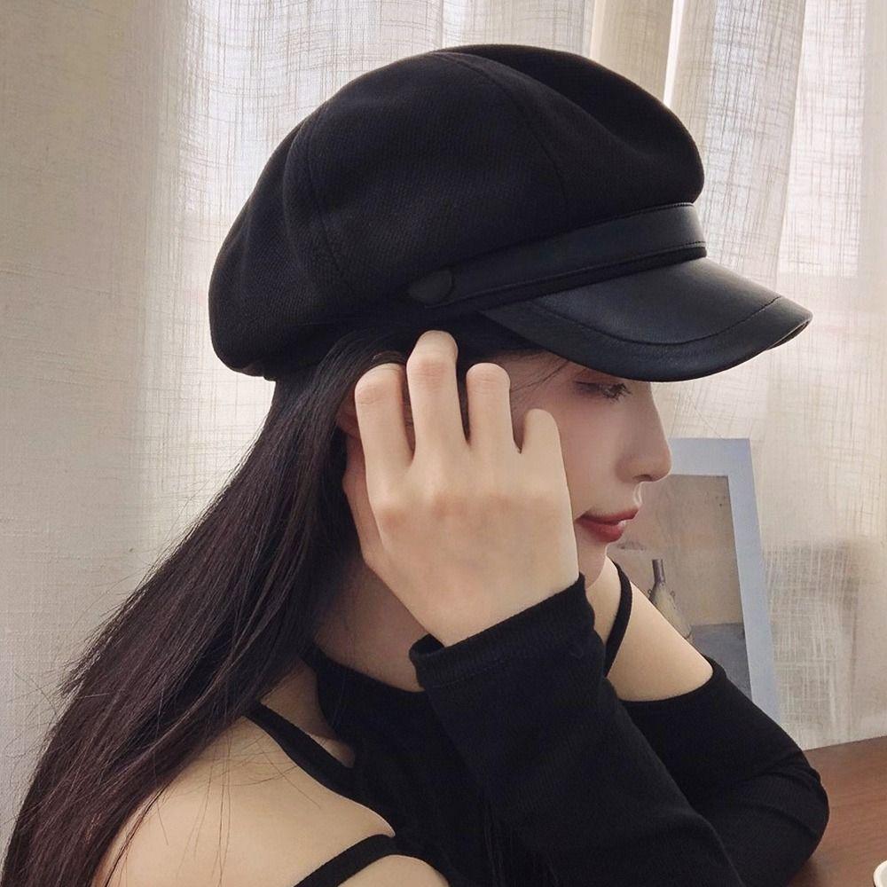 Breathable Beret Hat Windproof Panama Cap Adjustable Painter Octagonal Cap  for Women